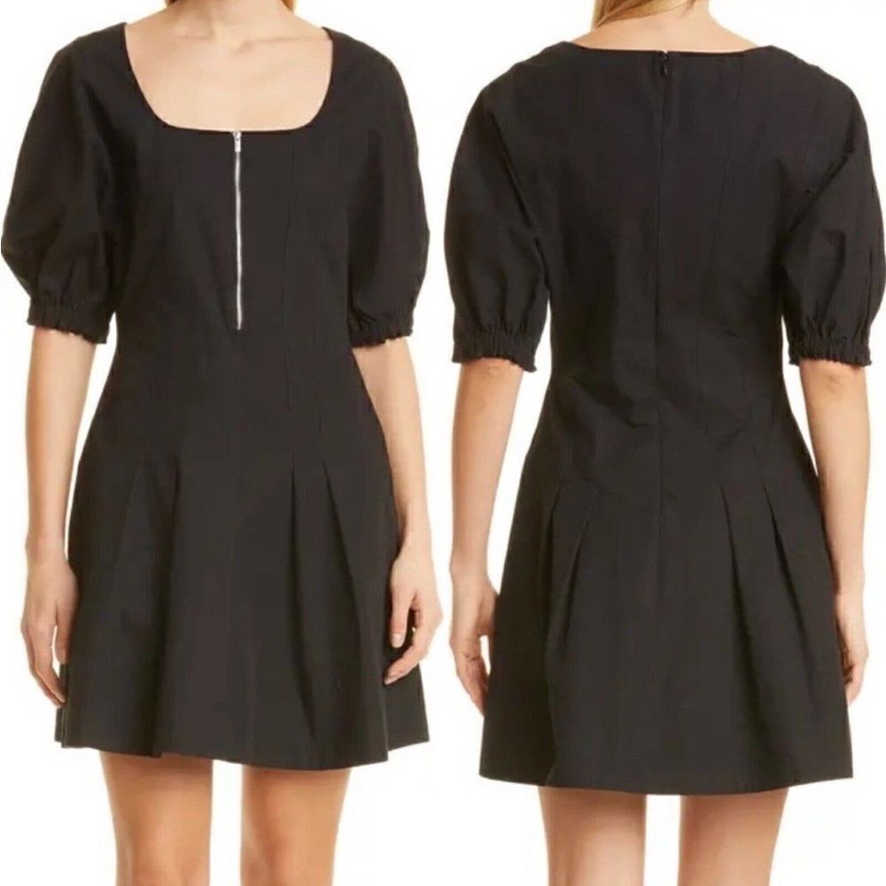 Proenza Schouler White Label Puff Sleeve Half Zip Cotton & Linen $450